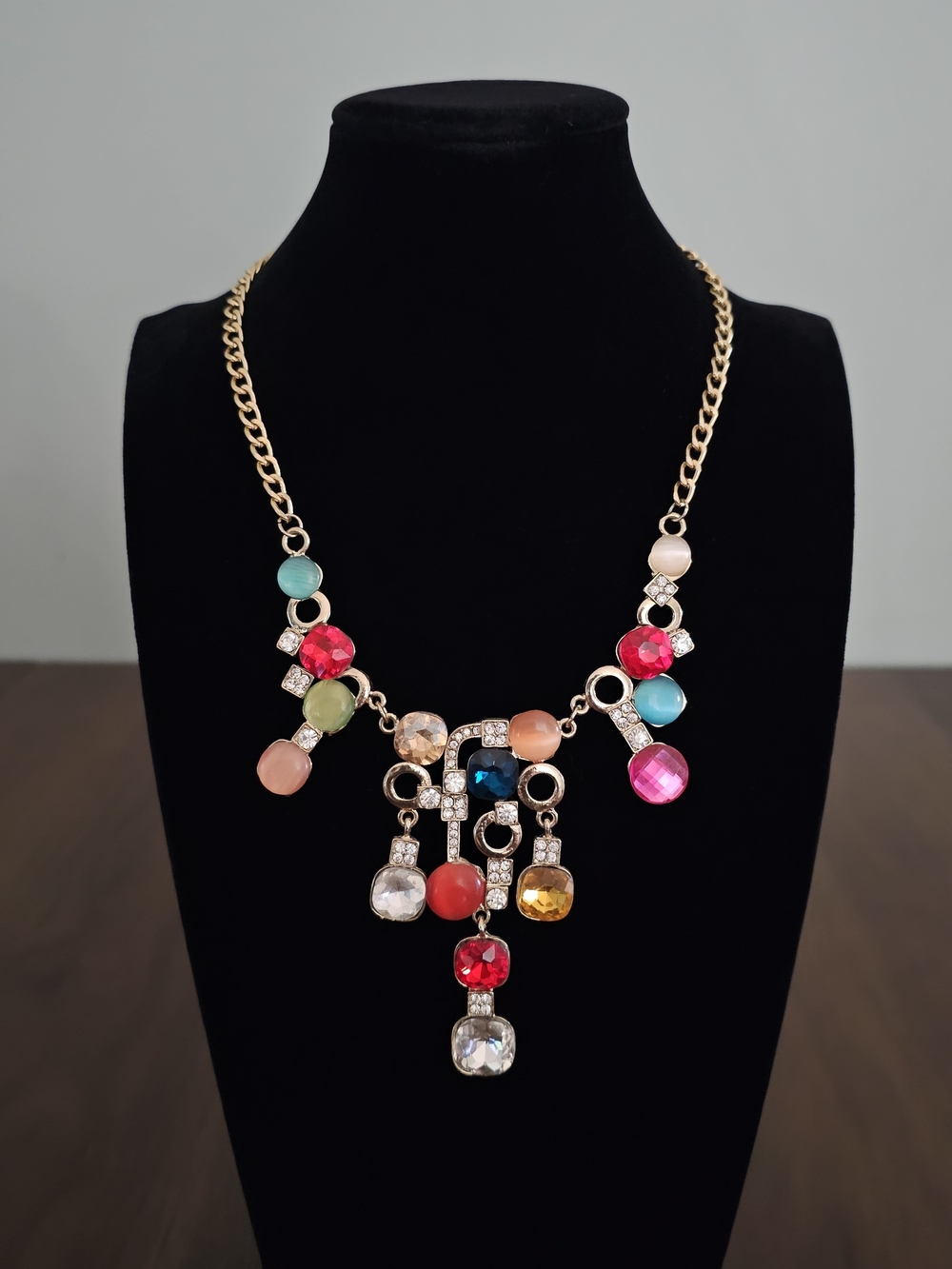 Betsey Johnson Multicolor Crystal Bib Statement Necklace - Women Jewelry